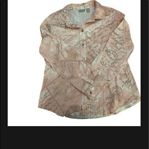 - Chico's Women's TOP shiny pink  gold thread pattern size 2